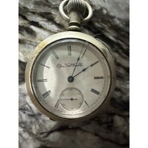 1893 ELGIN Grade 97, 18s 7j Silverode Pocket Watch for Repair or Parts No Key